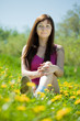 Happy girl in dandelion wreath Happy girl in dandelion wreath