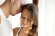Closeup of happy couple at home