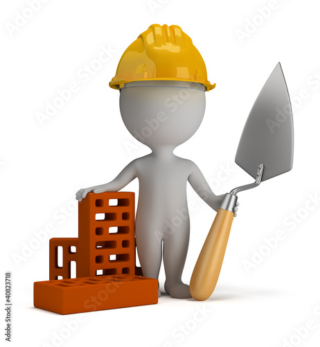 Illustration: 3d small people - builder in the helmet 3d small people - builder in the helmet