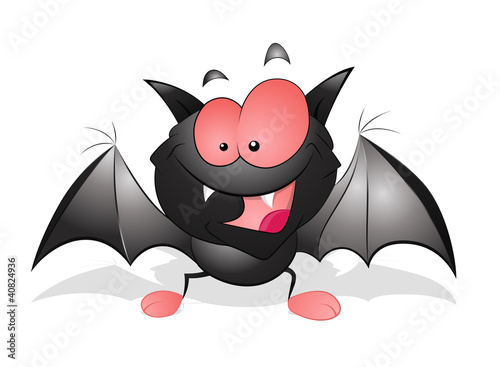 Vector: Happy Cartoon Bat Happy Cartoon Bat