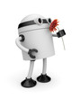 3d robot sniffing flower
