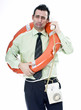 Photo: Funny businessman on the phone Funny businessman on the phone