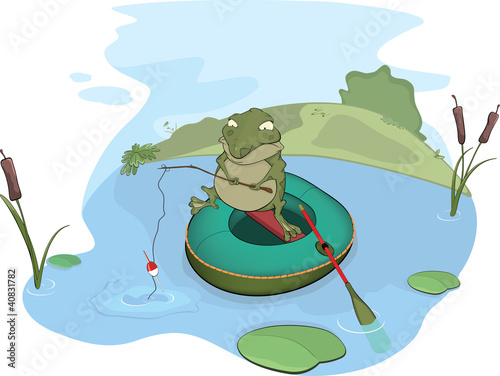 Vector: Toad the fisher. Cartoon Toad the fisher. Cartoon