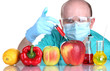 Scientist injecting GMO into the vegetables