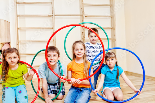 Photo: Kids with hula hoops Kids with hula hoops