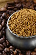 Fresh aromatic coffee beans and instant coffee