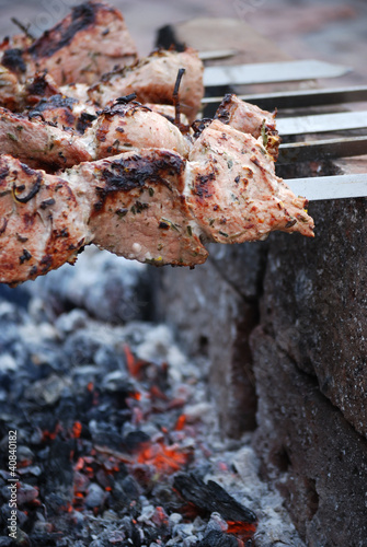 Photo: meat is fried on campfires meat is fried on campfires