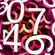 Set of digital numbers. Vector red background