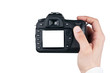 Photo: Digital camera in man hand, Taking photo isolated on white Digital camera in man hand, Taking photo isolated on white