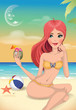 Vector: Beautiful sexy woman on the beach Beautiful sexy woman on the beach