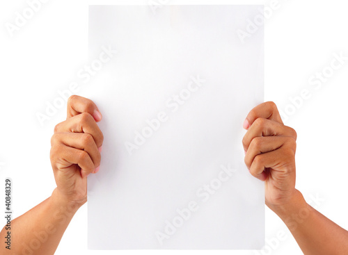 Photo: Male hands with clean sheet of paper Male hands with clean sheet of paper
