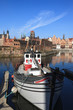Old Town and boat in Gdansk, Poland.