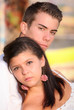 young couple with serious sad unhappy faces
