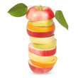 Cheerful mixed fruits with leaves