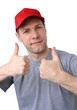 Feeling good working man in a red cap
