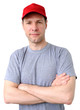 Feeling good working man in a red cap