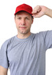 Feeling good working man in a red cap