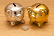 the gold and silver piggy bank