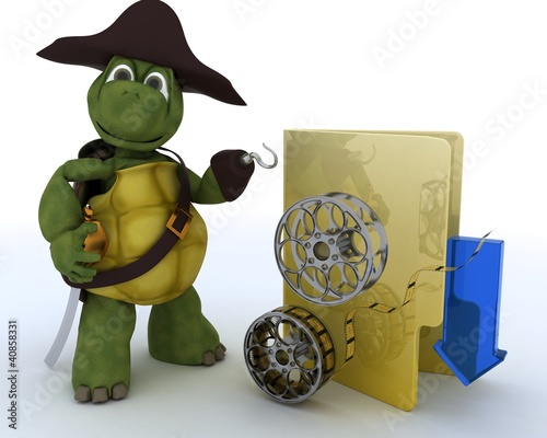 Illustration: Pirate Tortoise depicting illegal movie downloads Pirate Tortoise depicting illegal movie downloads
