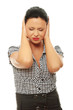 Photo: Woman with hands on ears Woman with hands on ears