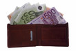 wallet with euro bills isolated over white wallet with euro bills isolated over white