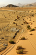 Tyre tracks in the desert landscape of Wadi Rum