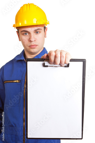 Photo: Handwerker mit Mängelliste Handwerker mit Mängelliste