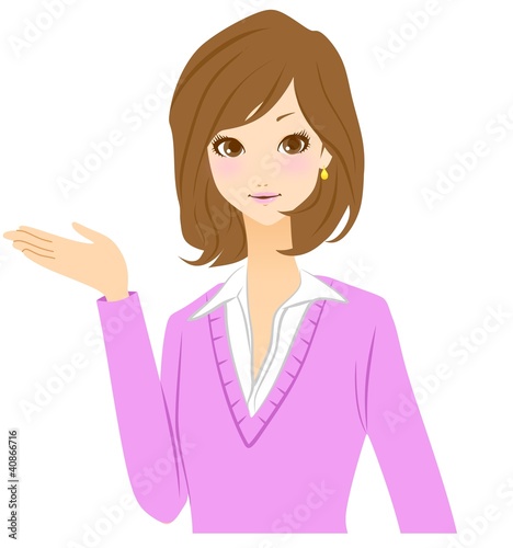 Illustration: 女性 案内 イラスト 女性 案内 イラスト