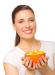 Young girl with fruit salad