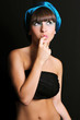 Photo: cute young female thinking of something interesting cute young female thinking of something interesting
