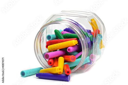 Photo: A jar of fountain pen colour refill cartridges A jar of fountain pen colour refill cartridges