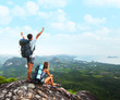 Tourists with backpacks