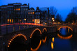 Amsterdam Canal at Dusk with Light Trails