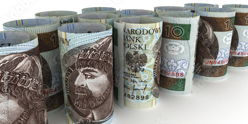 Photo: 10 PLN Notes rolled 10 PLN Notes rolled