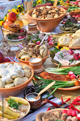 Photo: traditional ukrainian food in assortment traditional ukrainian food in assortment