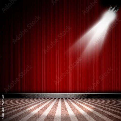 Illustration: Background in show. Interior shined with a projector Background in show. Interior shined with a projector