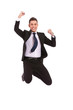 extremely excited business man jumping