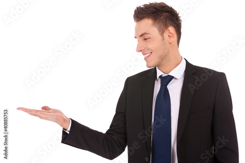 Photo: business man holding empty hand business man holding empty hand