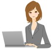 ビジネスウーマン　PC　イラスト