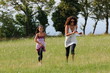 mother and daughter running