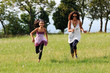 mother and daughter running