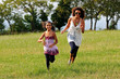 mother and daughter running