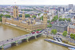 Aerial view of the Big Ben, the Parliament and the Thames river