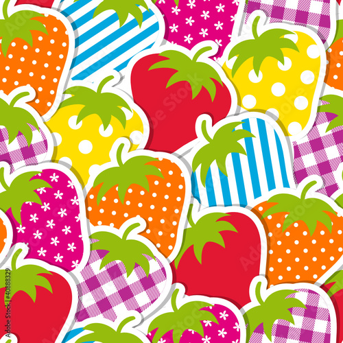 Vector: Seamless Pattern Colorful Strawberries Seamless Pattern Colorful Strawberries