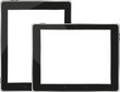Black tablet pc set on white background