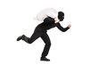 Thief carrying a bag and running away Thief carrying a bag and running away