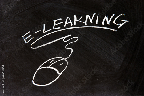 Photo: E-Learning and a mouse sign E-Learning and a mouse sign