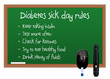 Chalkboard showing sick day rules for diabetics