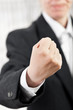Angry man gesturing fist