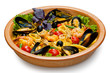 rice with seafood close up in a dish